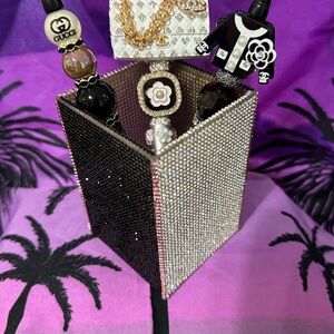 Multicolor rhinestone Pen organizer with three FANCY pens.